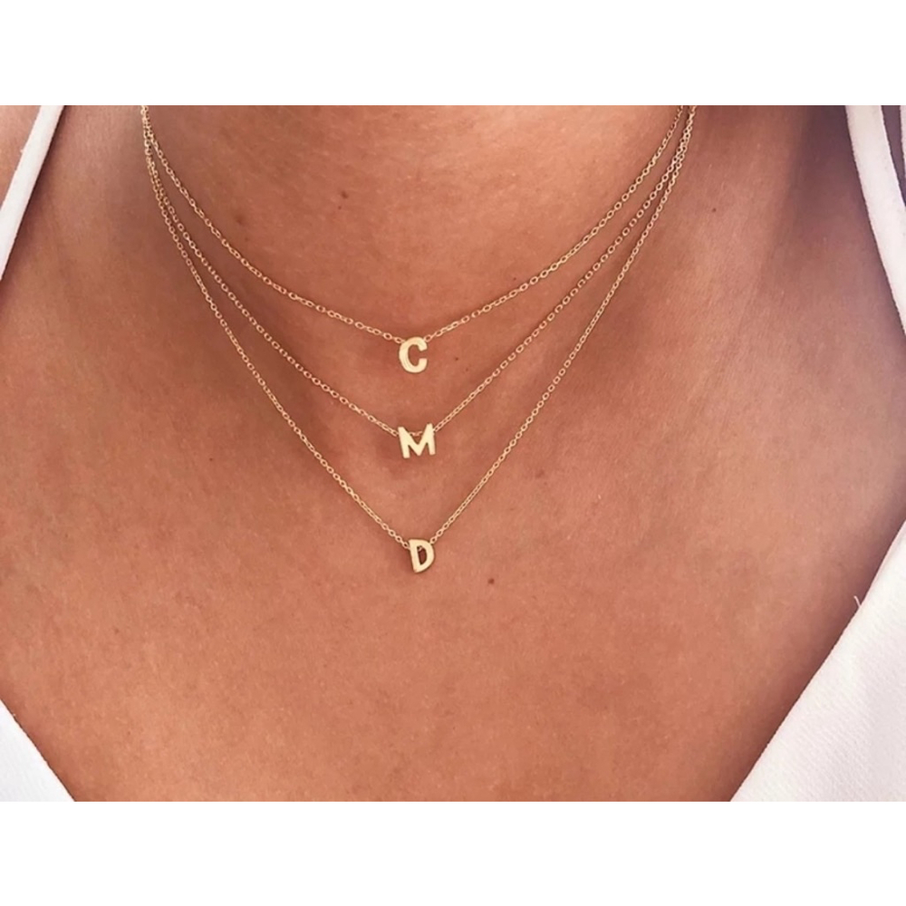 NEW‎ Women's Letter F Dainty 14k Gold Filled Block Necklace, 16-18”